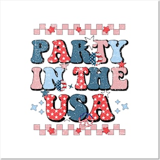 Party In The USA 4th Of July Independence Day USA Groovy Posters and Art